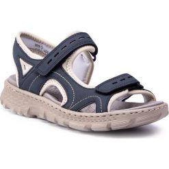 Sandały RIEKER - 67866-14 Blau Kombi. Niebieskie sandały Rieker, bez wzorów, z materiału, bez obcasa, bez zapięcia. W wyprzedaży za 169.00 zł.