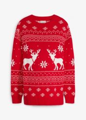 Sweter ciążowy na okres ciąży i po nim, z czystej bawełny organicznej. Czerwone swetry bonprix, bez wzorów, z bawełny, bez ramiączek. Za 149.99 zł.