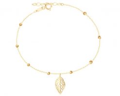 Złota bransoletka, ankier z kulkami - liść. Żółte bransoletki Apart, złote. Za 589.00 zł.