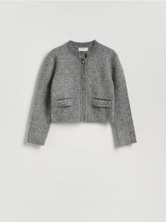 Kardigan z dodatkiem wełny - jasnoszary. Szare kardigany Reserved, l, bez wzorów, z dzianiny. Za 159.99 zł.