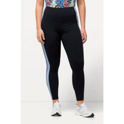 Damskie Sportowe legginsy szybkoschnące wysoki stan. Niebieskie legginsy Ulla Popken, plus size, bez wzorów, z elastanu, z podwyższonym stanem. Za 244.99 zł.