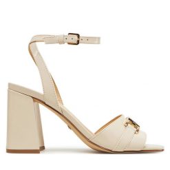 Sandały Guess. Brązowe sandały Guess, z aplikacjami, bez obcasa, na słupku, bez zapięcia. Za 579.99 zł.