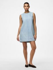 Pieces Sukienka "Flora" w kolorze błękitnym rozmiar: XL. Niebieskie sukienki Pieces, xl, bez wzorów, bez kołnierzyka, bez ramiączek, mini. Za 140.95 zł.
