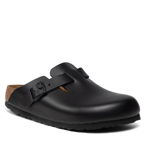 Klapki Birkenstock. Czarne klapki Birkenstock, bez wzorów, bez obcasa. Za 629.99 zł.