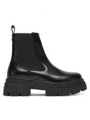 Tommy Hilfiger Sztyblety Shiny FW0FW09042 Czarny. Czarne botki TOMMY HILFIGER, bez wzorów, ze skóry, bez obcasa, na płaskiej podeszwie, bez zapięcia. Za 749.99 zł.