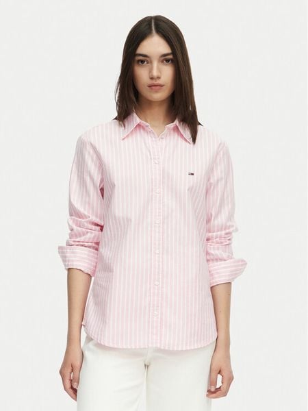 Tommy Jeans Koszula DW0DW19890 Różowy jasny Regular Fit. Czerwone koszule Tommy Jeans, xs, bez wzorów, z bawełny, bez kołnierzyka, bez ramiączek. Za 332.99 zł.