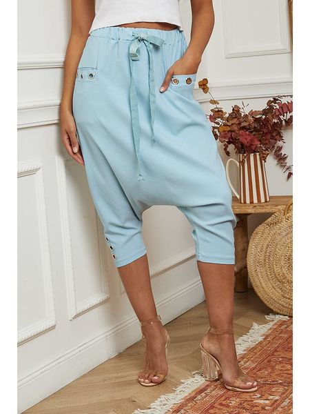 La Compagnie Du Lin Spodnie w kolorze błękitnym rozmiar: S. Niebieskie spodnie materiałowe La Compagnie Du Lin, s, bez wzorów, z materiału. Za 193.24 zł.