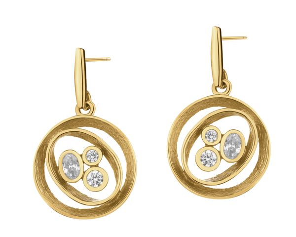 Kolczyki srebrne z cyrkoniami - koła. Szare kolczyki Apart, z cyrkonią, pozłacane. Za 649.00 zł.