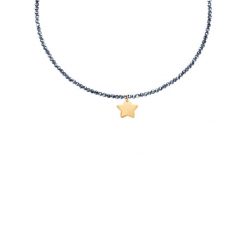 Naszyjnik z kamieni terahertz z gwiazdką pozłacany. Niebieskie naszyjniki Lilou, pozłacane. Za 268.00 zł.