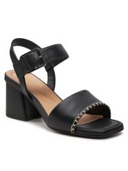 Clarks Sandały Siara65 Buckle 26176341 Czarny. Czarne sandały Clarks, bez wzorów, ze skóry, bez obcasa, na słupku, bez zapięcia. Za 319.99 zł.