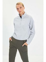 Trendyol Bluza w kolorze szarym rozmiar: XL. Szare bluzy Trendyol, xl, bez wzorów, bez kaptura. Za 52.99 zł.
