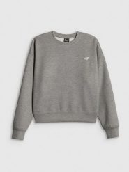 4F Bluza dresowa regular bez kaptura damska - szara XS. Szare bluzy 4f, xs, bez wzorów, z dresówki, bez kaptura. Za 159.99 zł.