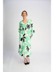 Marks & Spencer Sukienka w kolorze zielono-biało-czarnym rozmiar: 47. Białe sukienki Marks & Spencer, bez wzorów, z wiskozy, bez kołnierzyka, bez ramiączek, maxi. Za 158.10 zł.