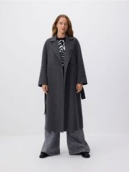 Długi płaszcz oversize z wełną - ciemnoszary. Szare płaszcze Reserved, l, bez wzorów, z tkaniny, bez kaptura. W wyprzedaży za 359.99 zł.