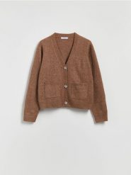 Kardigan - brązowy. Brązowe kardigany Reserved, l, bez wzorów, z dzianiny. Za 149.99 zł.