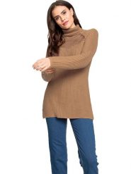 Heine Sweter w kolorze jasnobrązowym rozmiar: 34. Brązowe golfy Heine, bez wzorów, z bawełny, bez ramiączek. Za 52.79 zł.