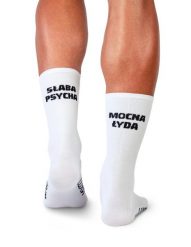 Skarpety Kolarskie Słaba Psycha. Białe skarpety LUXA, bez wzorów, z elastanu. Za 49.90 zł.