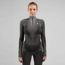 Bluza termoaktywna damska Odlo Blackcomb Eco BL Top Turtle Neck LS Half Zip. Czarne bluzy sportowe Odlo, bez wzorów, bez kaptura. Za 304.99 zł.