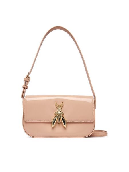 Patrizia Pepe Torebka 8B0231/L125 Beżowy. Brązowe listonoszki Patrizia Pepe, bez wzorów, z lakierowanej skóry, lakierowane, bez dodatków. Za 1,219.00 zł.