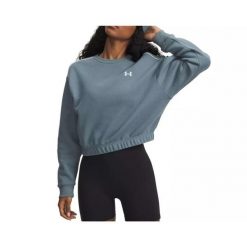 Bluza Damska UA Rival Fleece Piped Crew 6007035-587. Niebieskie bluzy Under Armour, bez wzorów, bez kaptura. Za 129.99 zł.