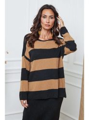 So Cachemire Sweter "Epi" w kolorze czarno-jasnobrązowym rozmiar: XL. Brązowe swetry So Cachemire, xl, bez wzorów, z kaszmiru, bez ramiączek. Za 192.33 zł.