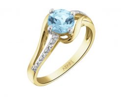 Pierścionek z żółtego złota z diamentami i topazem - próba 585. Żółte pierścionki Apart, z diamentem, złote. Za 2,490.00 zł.