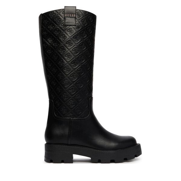 Kozaki Guess. Czarne kozaki Guess, bez obcasa, na płaskiej podeszwie, bez zapięcia. Za 824.99 zł.