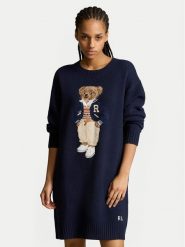 Polo Ralph Lauren Sukienka dzianinowa 211941576001 Granatowy Relaxed Fit. Niebieskie sukienki Polo Ralph Lauren, l, bez wzorów, z dzianiny, bez kołnierzyka, bez ramiączek. Za 2,699.00 zł.