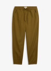 Jeansy ballonowe z diagonalu, z mieszanki bawełny i elastanu. Zielone jeansy bonprix, bez wzorów. Za 54.99 zł.