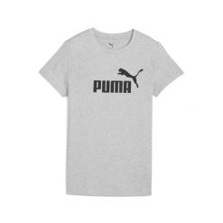 Damska koszulka ESS No. 1 Logo PUMA Light Gray Heather. Czarne bluzki Puma, bez wzorów, z gumy, sportowe, bez kołnierzyka, bez ramiączek. Za 99.00 zł.