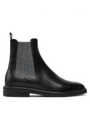 Pollini Sztyblety SA21083G1LTDG000 Czarny. Czarne botki Pollini, bez wzorów, ze skóry, bez obcasa, na płaskiej podeszwie, bez zapięcia. Za 1,699.00 zł.