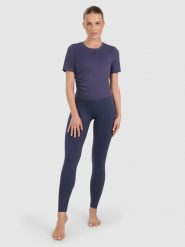 4F Legginsy do jogi i pilatesu bezszwowe damskie - granatowe XS/S. Niebieskie legginsy 4f, l, bez wzorów, z dzianiny, z podwyższonym stanem. Za 129.99 zł.