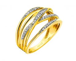 Pierścionek z żółtego złota z diamentami - 0,15 ct - próba 585. Żółte pierścionki Apart, z diamentem, złote. Za 4,490.00 zł.