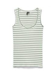 Vero Moda Top w kolorze biało-zielonym rozmiar: M. Białe topy Vero Moda, m, bez wzorów, prążkowane, bez kołnierzyka, bez ramiączek. Za 60.45 zł.