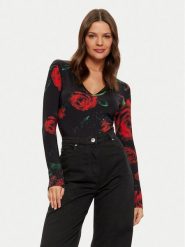 Guess Bluzka W5RP26 KCMI2 Czarny Regular Fit. Czarne bluzki Guess, l, z aplikacjami, z syntetyku, bez kołnierzyka, bez ramiączek. Za 262.50 zł.