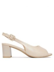 Caprice Sandały 9-28307-46 Kremowy. Białe sandały Caprice, bez wzorów, ze skóry, bez obcasa, na słupku, bez zapięcia. Za 221.99 zł.