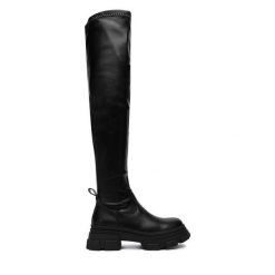 Kozaki DeeZee. Czarne kozaki DeeZee, bez obcasa, na płaskiej podeszwie, bez zapięcia. Za 249.99 zł.