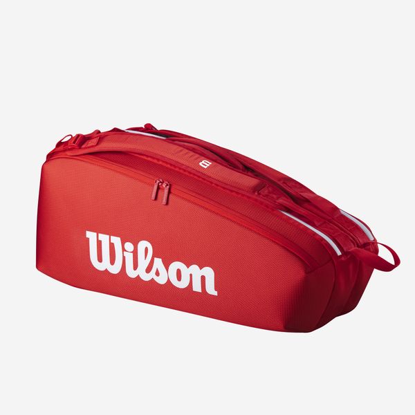 Torba tenisowa Wilson Super Tour 6R. Czerwone torby na ramię Wilson, bez wzorów, z materiału, na ramię, duże, bez dodatków. Za 329.99 zł.