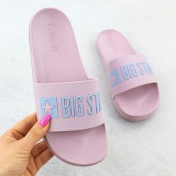 Klapki plażowe basenowe różowe Big Star SS274709. Czerwone klapki Big Star, bez wzorów, z materiału, bez obcasa. Za 79.99 zł.
