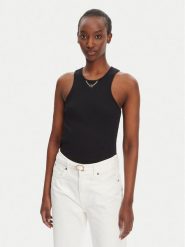 TWINSET Top 251TT2400 Czarny Slim Fit. Czarne topy Twinset, xl, bez wzorów, z bawełny, bez kołnierzyka, bez ramiączek. Za 299.99 zł.