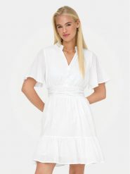 ONLY Sukienka codzienna Rarkel 15363615 Biały Regular Fit. Białe sukienki Only, na co dzień, m, bez wzorów, z bawełny, bez kołnierzyka, bez ramiączek, proste. Za 189.99 zł.