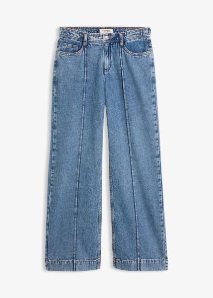 Jeansy wide leg, średni stan. Niebieskie jeansy bonprix, bez wzorów. Za 149.99 zł.