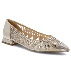 Baleriny damskie S.Barski, cholewka ze skóry ekologicznej z eleganckimi dodatkami na płaskim obcasie, złote, SR61-0104. Żółte sukienki S.BARSKI, s, bez wzorów, ze skóry ekologicznej, eleganckie, bez kołnierzyka, bez ramiączek. Za 199.00 zł.