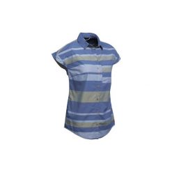 Koszula trekkingowa z krótkim rękawem TRAVEL100 fresh damska. Niebieskie koszule FORCLAZ, xl, bez wzorów, z materiału, bez kołnierzyka, bez ramiączek. W wyprzedaży za 49.99 zł.