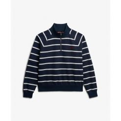 Bluza damska Superdry Ath Henley. Niebieskie bluzy Superdry, bez wzorów, bez kaptura. Za 284.00 zł.