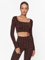 Guess Bluzka V3BP05 ZZ04N Brązowy Slim Fit. Brązowe bluzki Guess, l, z aplikacjami, z syntetyku, bez kołnierzyka, bez ramiączek. Za 269.99 zł.