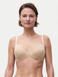 Chantelle Biustonosz z fiszbiną Floral Touch C94210 Beżowy. Brązowe biustonosze Chantelle, bez wzorów, z syntetyku. Za 329.99 zł.