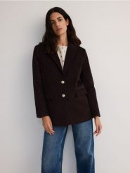 Sztruksowa marynarka - mahoniowy. Brązowe marynarki i żakiety Reserved, l, bez wzorów, z bawełny. W wyprzedaży za 179.99 zł.