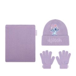 Komplet czapka, komin i rękawiczki Disney Classics. Fioletowe czapki Disney Classics, bez wzorów. Za 69.99 zł.