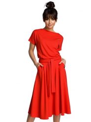 Be Wear Sukienka w kolorze czerwonym rozmiar: S. Czerwone sukienki Be Wear, s, bez wzorów, z bawełny, bez kołnierzyka, bez ramiączek, midi. Za 193.70 zł.